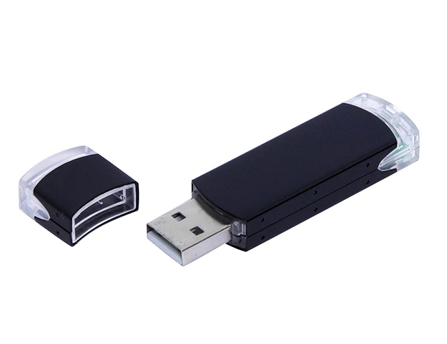 USB 2.0- флешка промо на 64 Гб прямоугольной классической формы, черный