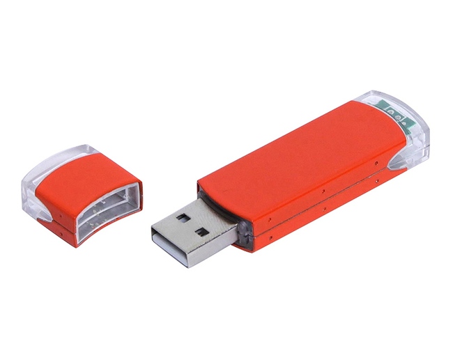 USB 2.0- флешка промо на 64 Гб прямоугольной классической формы, оранжевый