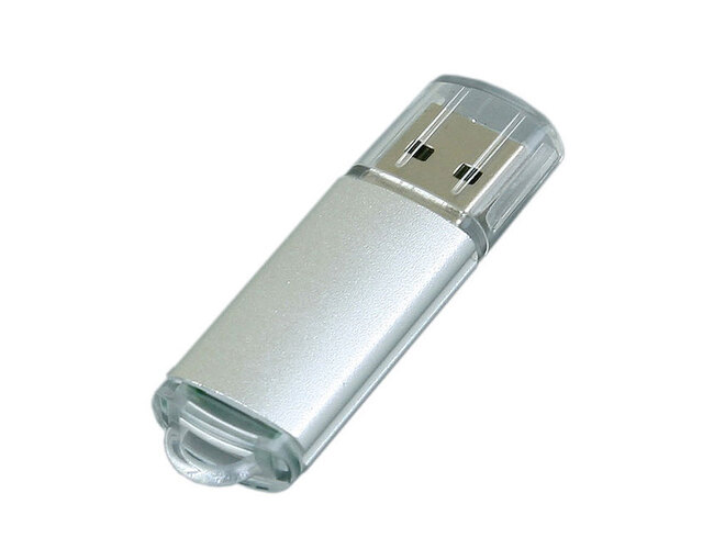 USB 2.0- флешка на 4 Гб с прозрачным колпачком, серебристый