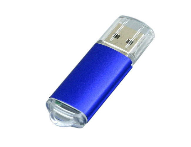 USB 2.0- флешка на 4 Гб с прозрачным колпачком, синий