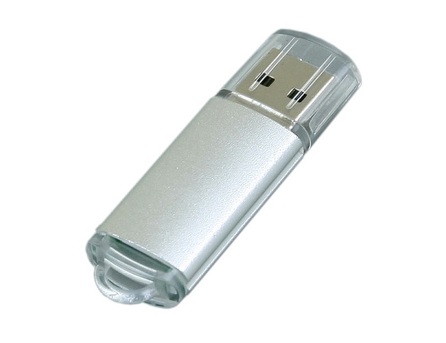 USB 2.0- флешка на 64 Гб с прозрачным колпачком, серебристый