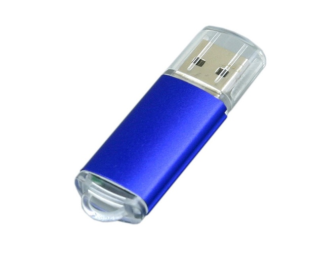USB 2.0- флешка на 64 Гб с прозрачным колпачком, синий