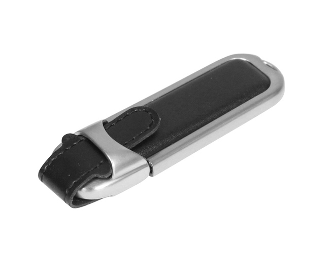 USB 2.0- флешка на 16 Гб с массивным классическим корпусом, черный/серебристый