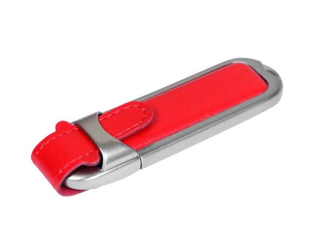 USB 2.0- флешка на 64 Гб с массивным классическим корпусом, красный/серебристый