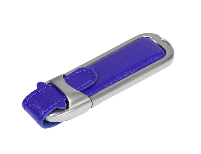 USB 2.0- флешка на 64 Гб с массивным классическим корпусом, синий/серебристый