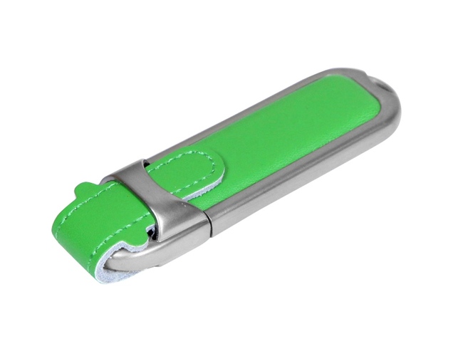 USB 2.0- флешка на 64 Гб с массивным классическим корпусом, зеленый/серебристый