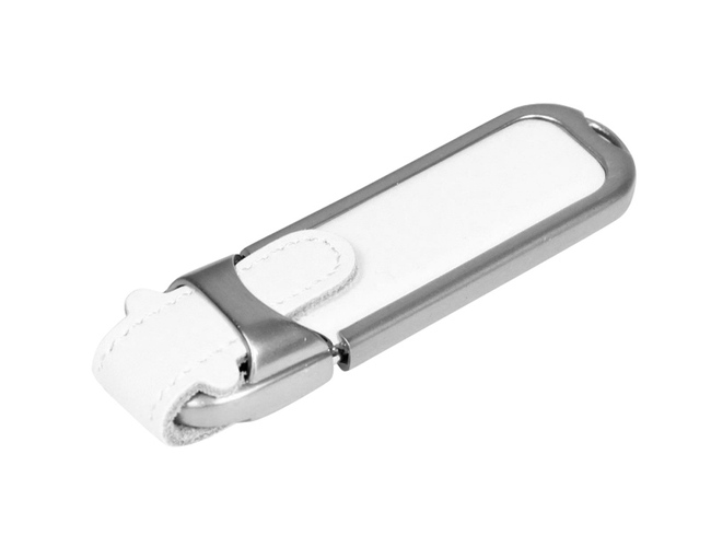 USB 2.0- флешка на 64 Гб с массивным классическим корпусом, белый/серебристый