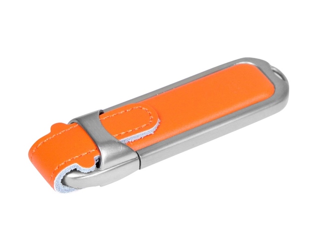 USB 2.0- флешка на 64 Гб с массивным классическим корпусом, оранжевый/серебристый