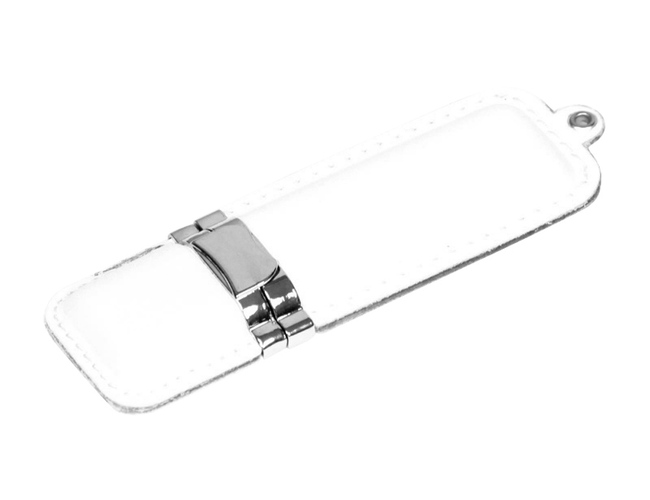 USB 2.0- флешка на 16 Гб классической прямоугольной формы, белый/серебристый