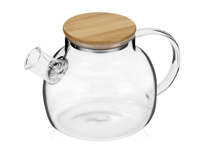 Заварочный чайник с бамбуковой крышкой «Sencha», прозрачный, коричневая крышка