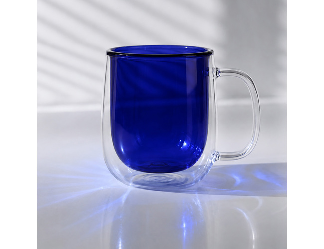 Кружка с двойными стенками «Ubud», синий прозрачный