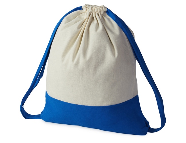 Рюкзак-мешок Cotton из хлопка, 170 г/м2, натуральный/синий