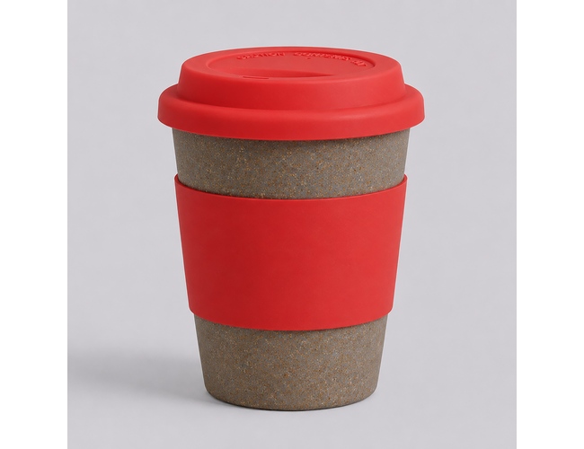 Стакан из бамбукового волокна «Café», серо-коричневый/красный