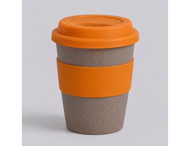 Стакан из бамбукового волокна «Café», серо-коричневый/оранжевый