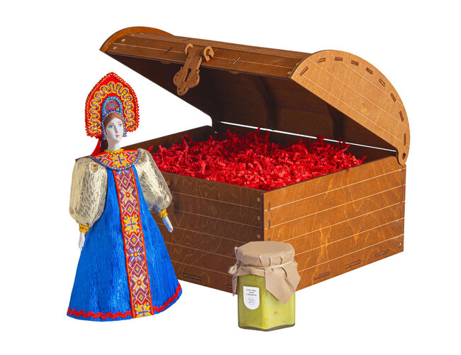 Подарочный набор: кукла фарфоровая, крем-мёд с лаймом и имбирем, красный