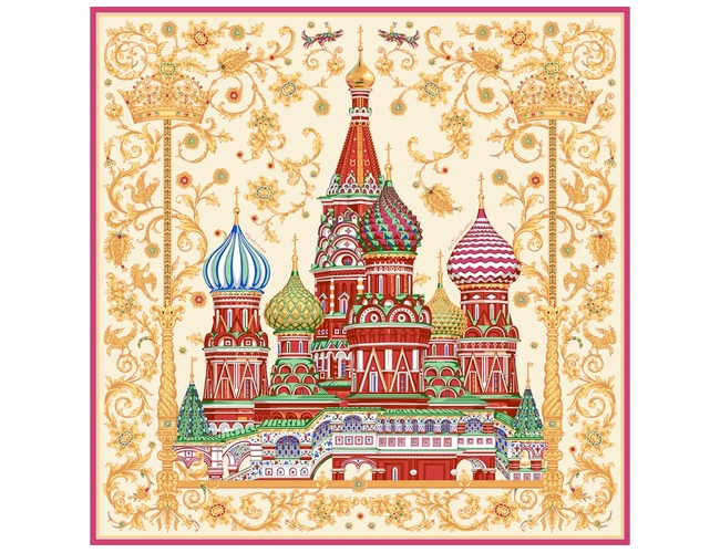 Платок «Собор Василия Блаженного», разноцветный