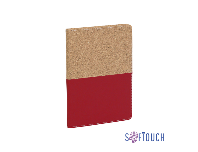 Блокнот "Фьюджи" уценка, формат А5, покрытие soft touch+пробка, красный