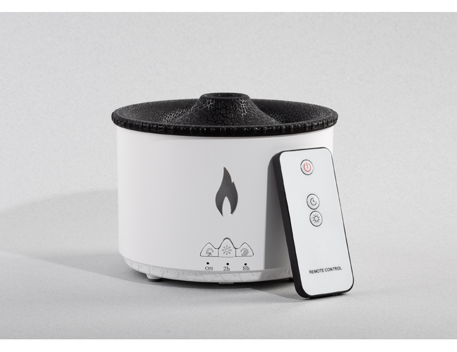 Увлажнитель воздуха "Smart Volcano"с пультом ДУ,  функцией ароматерапии и интерьерной подсветкой, белый с черным