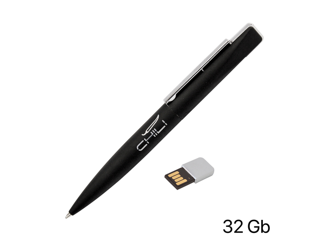 Ручка шариковая "Callisto" с флеш-картой 32Gb, покрытие soft touch, черный