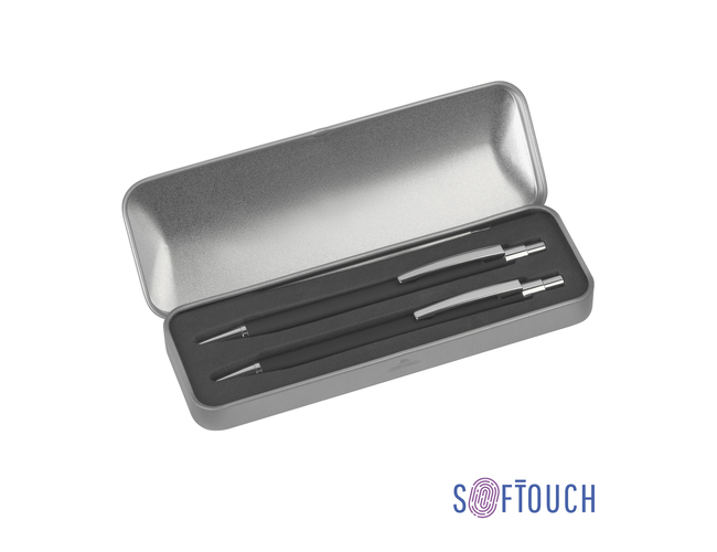 Набор "Ray" (ручка+карандаш), покрытие soft touch, черный
