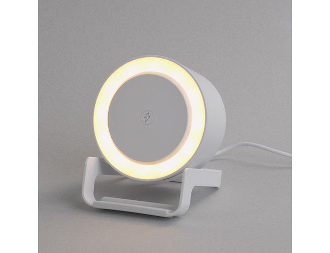 Bluetooth колонка-подставка "Smart Sound" с беспроводным (10W) зарядным устройством и лампой, белый