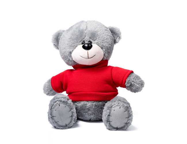Мишка серый "Ted" в свитшоте (красный)
