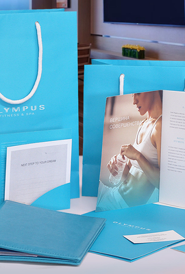 Полиграфия и рекламная продукция для фитнес центра «Olimpus» в отеле «Hyatt»