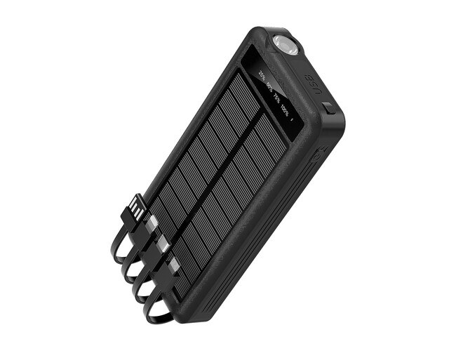Внешний аккумулятор Xyron с солнечной панелью, 10000 mAh, черный