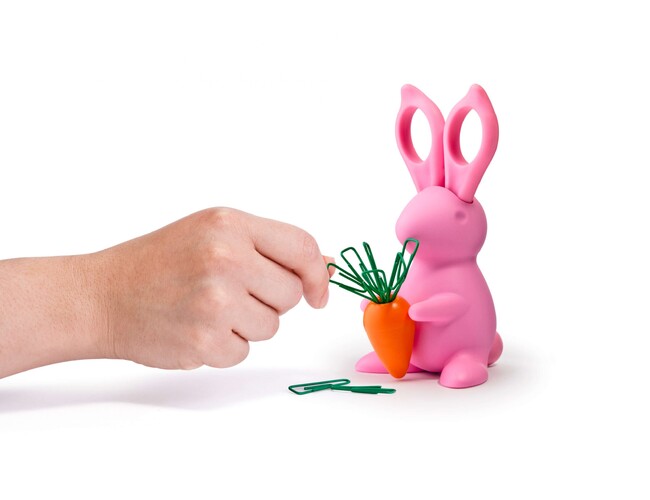 Ножницы и магнит со скрепками Bunny, розовые
