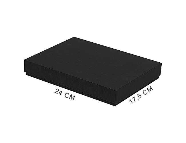 Коробка подарочная, размер 24*17,5*3 см, Solution Superior Linen, черная, бежевый ложемент под два прямоугольных предмета
