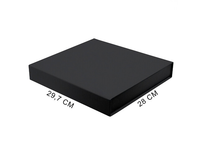Подарочная коробка, размер 29,7*28,0*4,5 см, Solution Prestige Magnum Linen с магнитным клапаном, черная, без ложемента