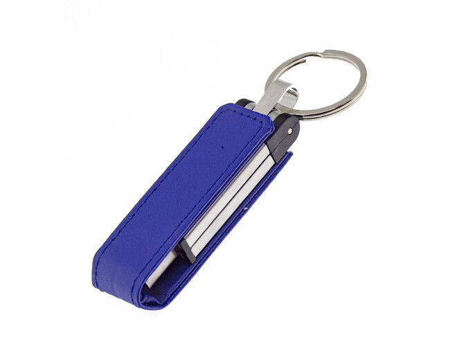 Флеш накопитель USB 2.0 Verona в кожаном чехле 16GB, металл, синий/серебристый