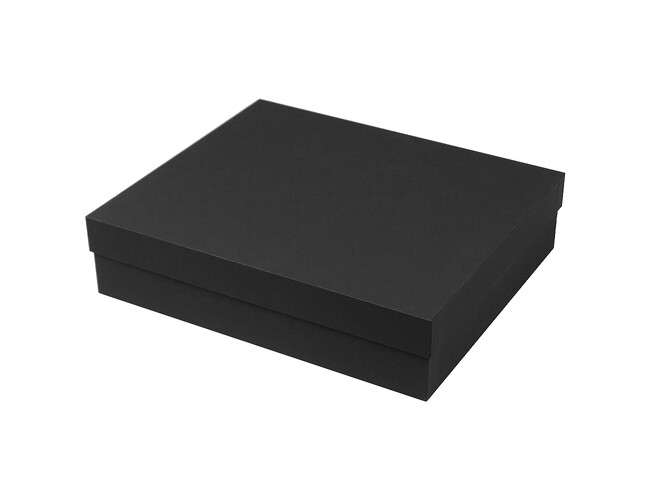 Коробка подарочная Solution Superior Alfa Soft Touch  под ежедневник, ручку и термос, 33,3*28,2*8 см, цвет черный, черный ложемент (с вырубленным ложементом)