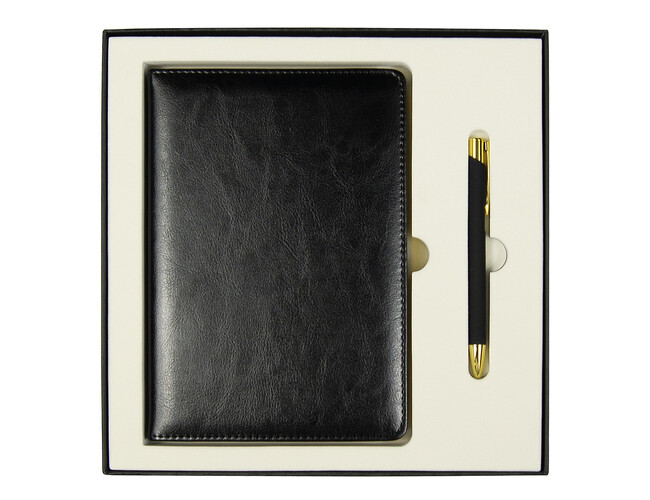 Набор подарочный Solution Duo (ежедневник City Nebraska, ручка Legend Soft Touch Mirror Gold), черный