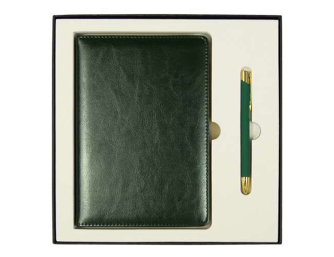Набор подарочный Solution Duo (ежедневник City Nebraska, ручка Legend Soft Touch Mirror Gold), зеленый