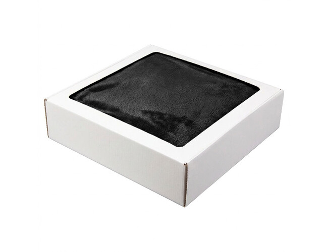 Плед мягкий флисовый Super Soft  Comfort, 125*150 см, черный, в подарочной белой крафтовой коробке с окошком