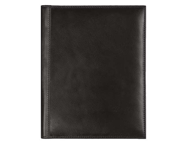 Суперобложка из натуральной кожи Universal leather размер А5+ , черная,  с блокнотом
