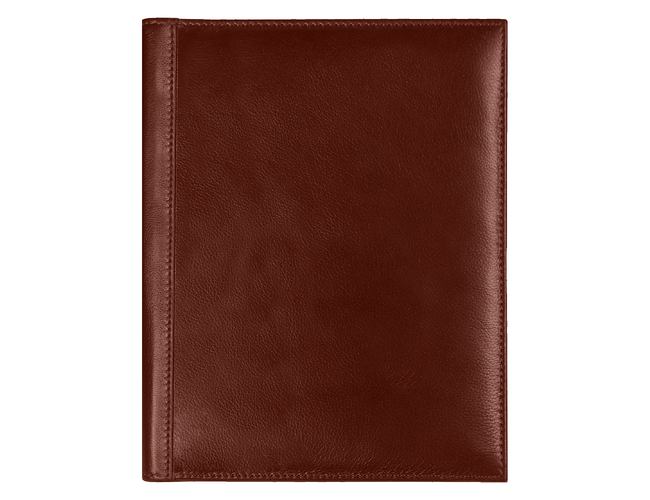 Суперобложка из натуральной кожи Universal leather размер А5+ , коричневая,  с блокнотом