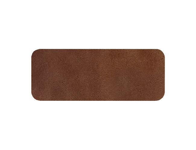Шеврон Rectangle Smooth Leather размер 75*29 мм, коричневый, со скругленными углами