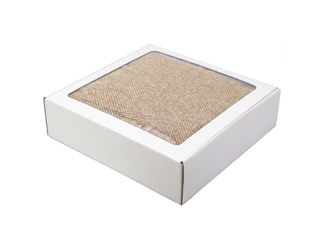 Плед акриловый Super Soft Nature размер 120*160 см, бежевый, плотность 450гр/м2,  в подарочной белой крафтовой коробке с окошком