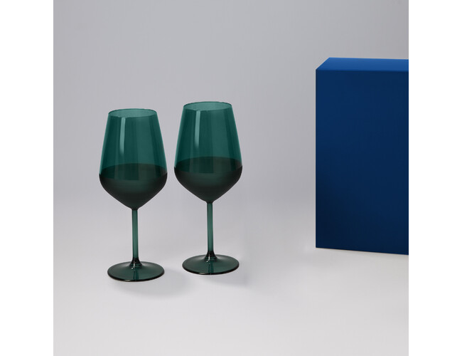Подарочный набор 2 бокала для вина Эмеральд (Emerald) в синей коробке
