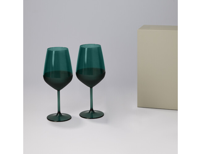 Подарочный набор 2 бокала для вина Эмеральд (Emerald) в серой коробке