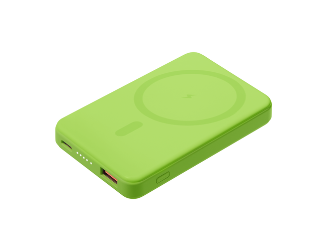 Внешний аккумулятор Ларго PD (Largo PD) 5000mAh с функцией беспроводной зарядки 15W, салатовый