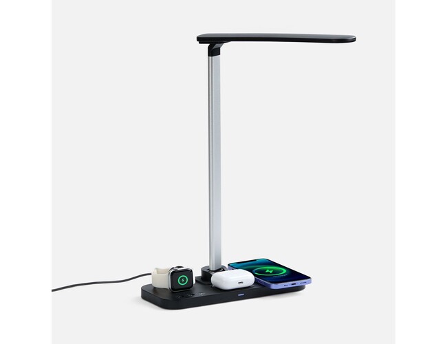 Настольная лампа с беспроводной зарядкой Power Light, черная