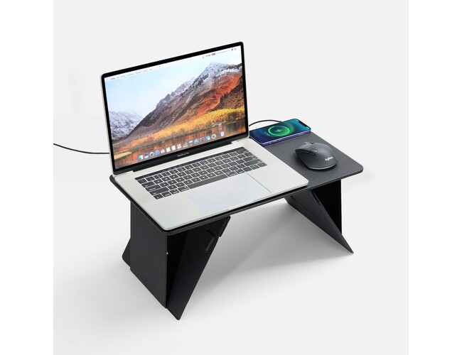 Складной стол для ноутбука с беспроводной зарядкой Kickstand Table, серый