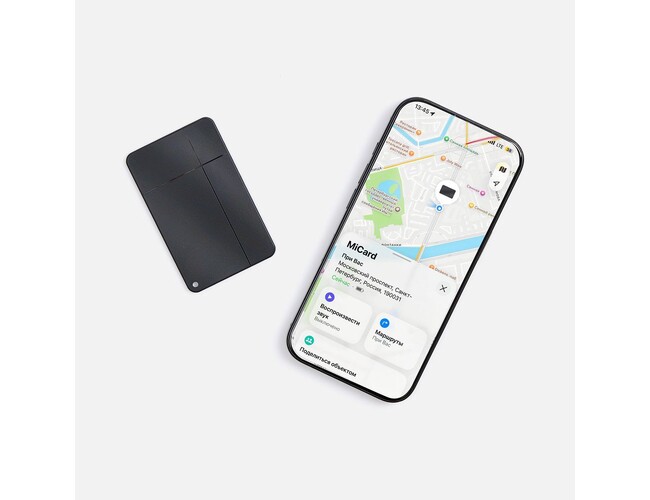 Электронная визитка-трекер MiCard Pro Duo для iPhone, черная