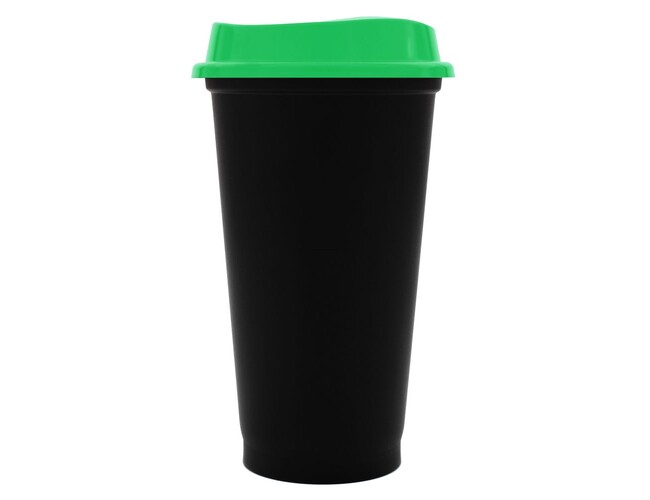 Стакан с крышкой Color Cap Black, черный с зеленым