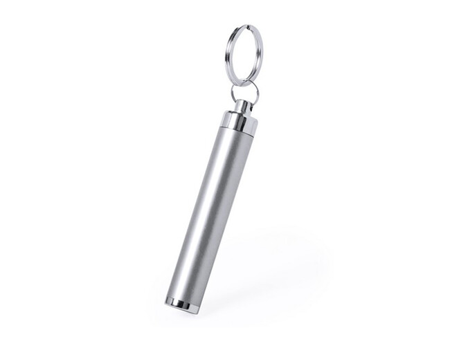 Брелок BIMOX с фонариком, серый, пластик, L=8,5 см, D=1.4 см