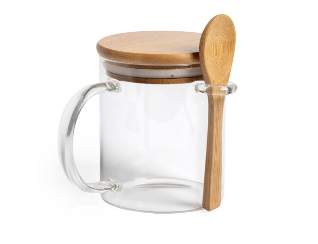 Кружка KIPAL, боросиликатное стекло, бамбук