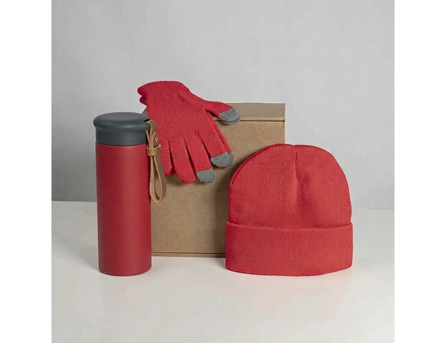 Набор подарочный GET WARM-2: перчатки, шапка, термос